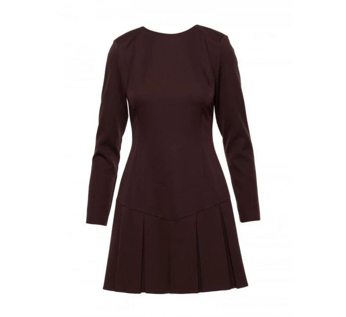 M872 Šaty s obrátenými záhybmi - hnedé