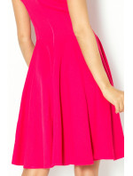 Spoločenské šaty luxusné s kolovou sukňou stredne dlhé malinové - Malinová / S - Numoco