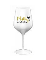 MATKY NA RUKU - biely nerozbitný pohár na víno 470 ml