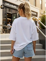 Dámske tričko oversize s letným potlačou, biele, FashionStreet NX9005RY