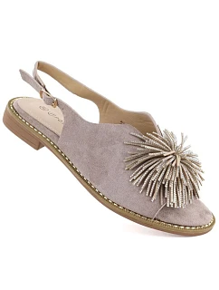 Dámske ploché sandále s flitrami khaki Potocki 43349