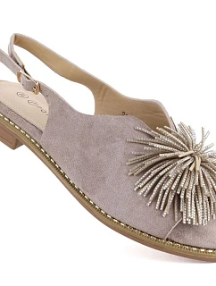 Dámské ploché sandály s flitry khaki model 22072419 - Potocki