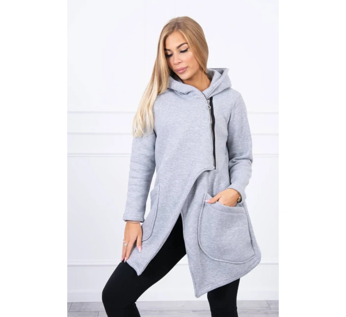 Zateplená mikina s asymetrickým zipem šedá Zateplená mikina s asymetrickým zipem šedá
