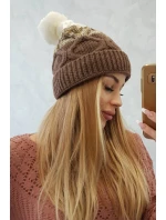 Fleecová čiapka Alice K248 cappuccino+ecru