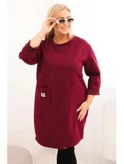 Dámská model 21439142 Plus Size s kapsou a rukávem 3/4 máslová švestková - K-Fashion