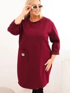 Dámská model 21439142 Plus Size s kapsou a rukávem 3/4 máslová švestková - K-Fashion
