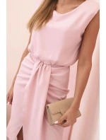 Dámske pruhované bavlnené šaty s véčkovým výstrihom a gombíkmi tmavomätové