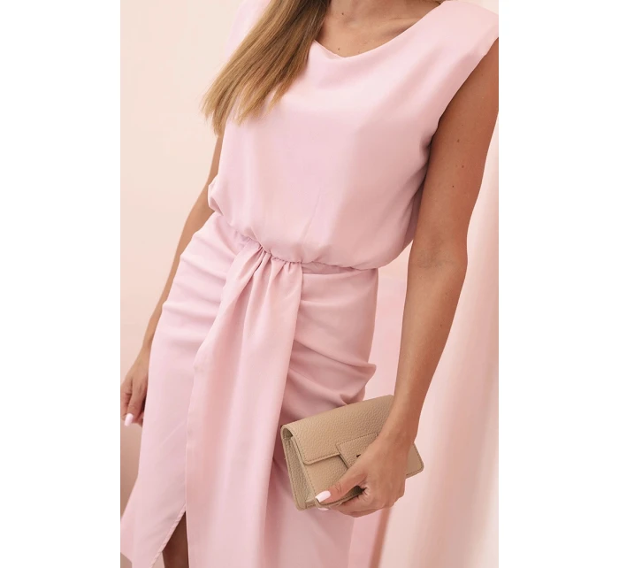 Dámske pruhované bavlnené šaty s véčkovým výstrihom a gombíkmi tmavomätové