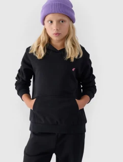 Dziewczęca Nierozpinana Bluza Z Kapturem Gładka Czarna 4F 4FJWMM00TSWSF1316-20S