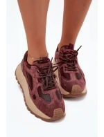 Kožené Sneakersy Na Platformě Dámské Big Star model 21705723 HIPOLY SYSTEM Bordové - Big Star Shoes