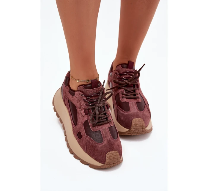 Kožené Sneakersy Na Platformě Dámské Big Star model 21705723 HIPOLY SYSTEM Bordové - Big Star Shoes