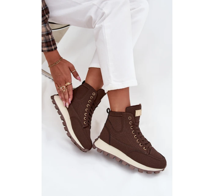 Ocieplane Trapery Damskie Na Platformie Brązowe Marivira Ocieplane Trapery Damskie Na Platformie Brązowe Marivira