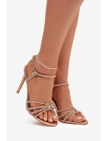 Dámské sandály na jehlovém podpatku s pásky a kamínky model 21821786 - Boto Dámské sandály na jehlovém podpatku s pásky a kamínky model 21821786 - Boto