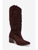 kozačky z přírodního semiše  Čokoládové model 22031659 - Zazoo