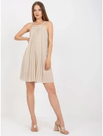 Šaty DHJ SK model 17604059 světle béžová - FPrice Šaty DHJ SK model 17604059 světle béžová - FPrice