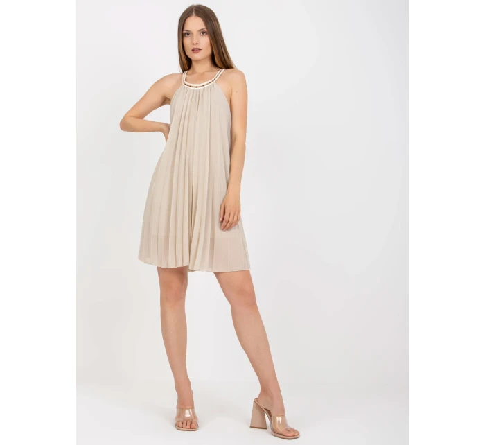 Šaty DHJ SK model 17604059 světle béžová - FPrice Šaty DHJ SK model 17604059 světle béžová - FPrice