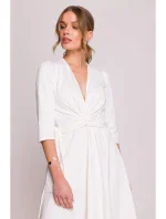 šaty s páskem ecru barva model 20966342 - STYLOVE šaty s páskem ecru barva model 20966342 - STYLOVE