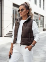 Dámská přechodná krátká prošívaná oboustranná kávová vesta Dstreet model 22174586 - FashionStreet
