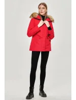 Dámska zimná bunda s kapucňou červená (j9-066)