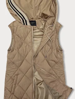 Tmavo béžová vesta s ozdobnou kapucňou (16M9116-84)
