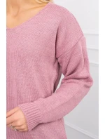 Sveter s výstrihom do V tmavo ružový Sveter s výstrihom do V tmavo ružový