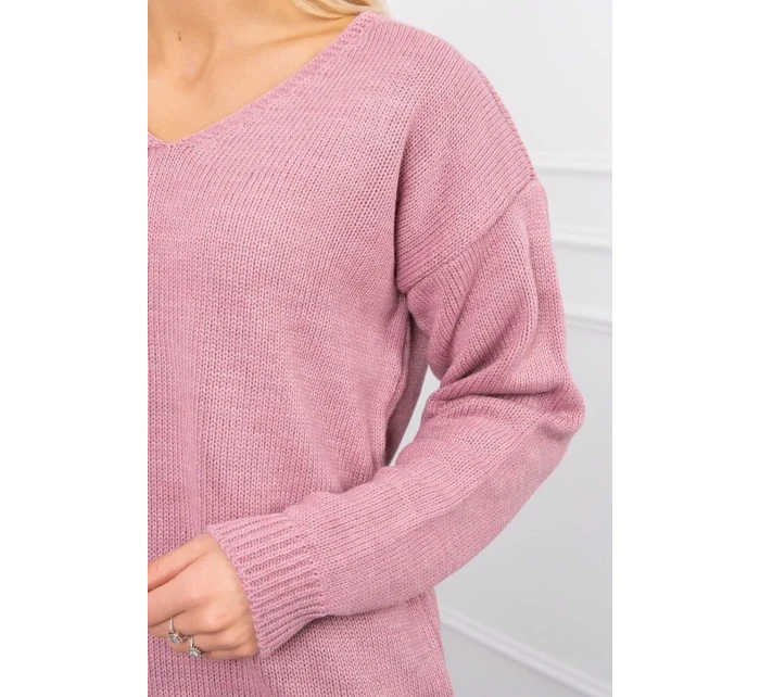 Sveter s výstrihom do V tmavo ružový Sveter s výstrihom do V tmavo ružový