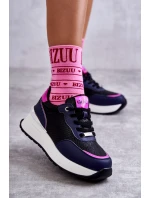 Dámská sportovní obuv na klínku model 21596635 černé a Námořnická modrá - Goe