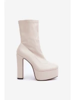Topánky na vysokom podpätku a platforme Light Beige Tennira