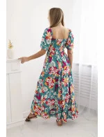 Viskózové šaty s volánovým výstrihom 29476 zelené - Kesi Viskózové šaty s volánovým výstrihom 29476 zelené - Kesi