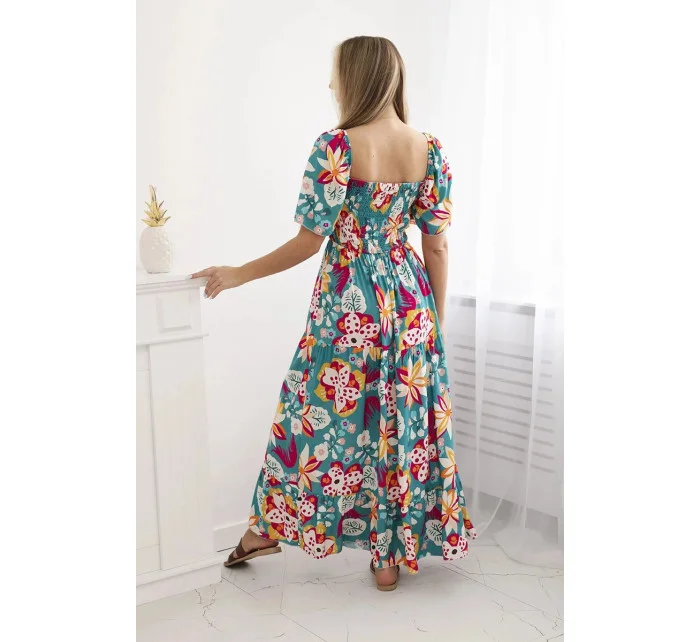 Viskózové šaty s volánovým výstrihom 29476 zelené - Kesi Viskózové šaty s volánovým výstrihom 29476 zelené - Kesi