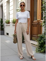 Dámske nohavice so širokými nohavicami, béžové, FashionStreet UY3074