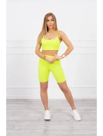 Súprava s nohavicami s vysokým pásom žltej neónovej farby