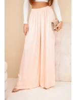 Dámske viskózové široké nohavice s elastickým pásom marhuľová