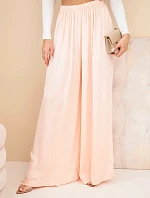 Dámske viskózové široké nohavice s elastickým pásom marhuľová