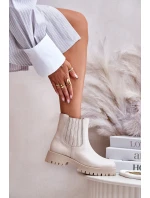 Dámské boty na plochém podpatku kožené světle béžové Lewski model 21672746 - Boto