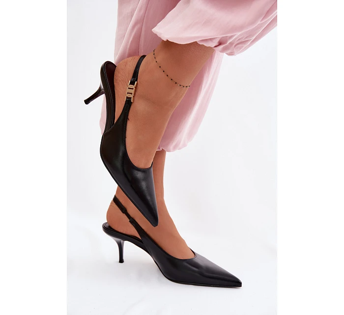 Dámské sandály z umělé kůže na podpatku Černé Jelissey