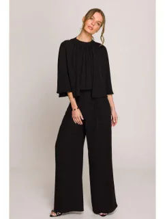 Kombinéza s širokými rukávy a zády černá model 20966199 - STYLOVE