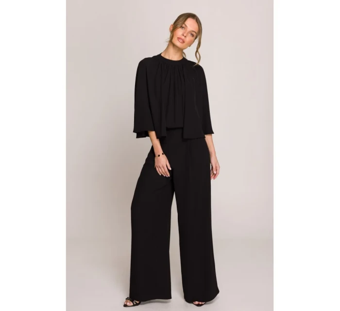 Kombinéza s širokými rukávy a zády černá model 20966199 - STYLOVE
