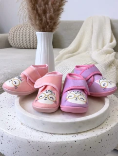 Detské papuče so suchým zipsom - ružové Katline