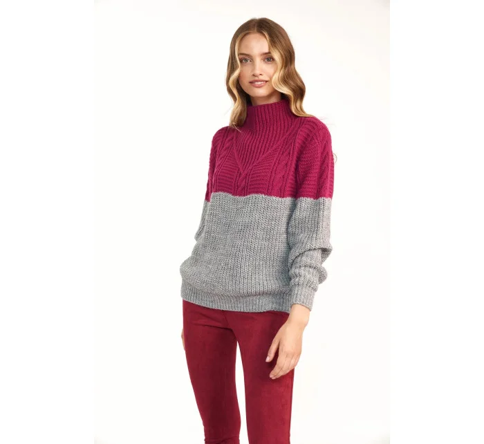 Dámský svetr model 20658389 Fuchsie šedá - Nife