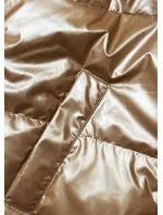 Dámska béžová krátka bunda nadrozmernej veľkosti (5M3193-84)