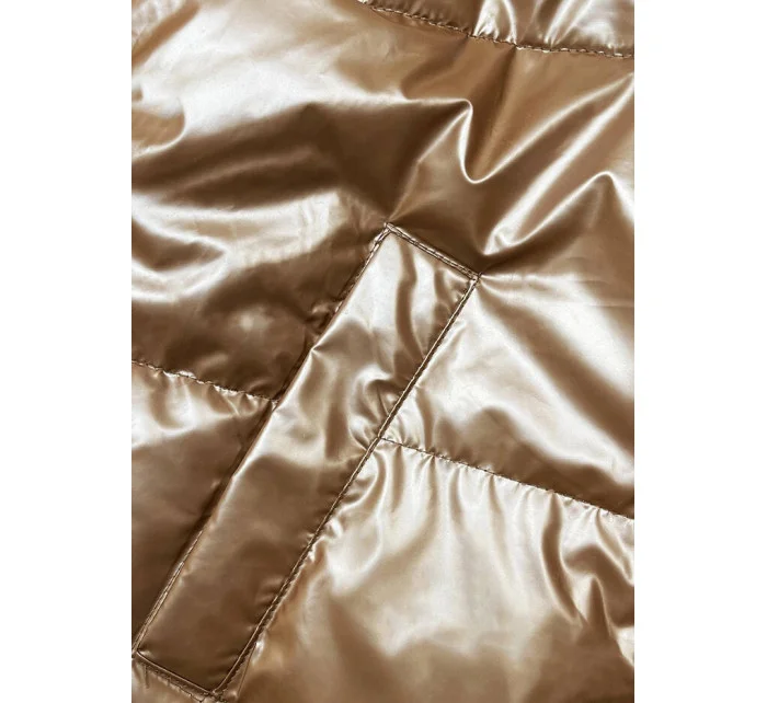 Dámska béžová krátka bunda nadrozmernej veľkosti (5M3193-84)