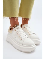 Dámské kožené tenisky model 21650209 Bílé - Goe Dámské kožené tenisky model 21650209 Bílé - Goe