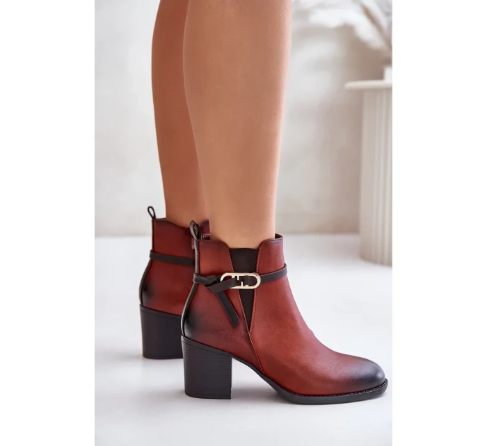 Dámske členkové topánky na podpätku s remienkom Brown Zinithia