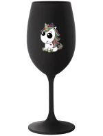 DUHOVÝ JEDNOROŽEC - čierny pohár na víno 350 ml DUHOVÝ JEDNOROŽEC - čierny pohár na víno 350 ml