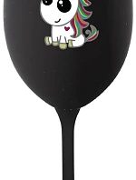 DUHOVÝ JEDNOROŽEC - čierny pohár na víno 350 ml