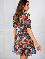 Dámske šaty LK SK 507626.70 čierne s kvetmi - FPrice