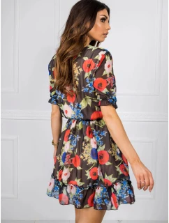 Dámské šaty LK SK model 21151449 černé s květinami - FPrice