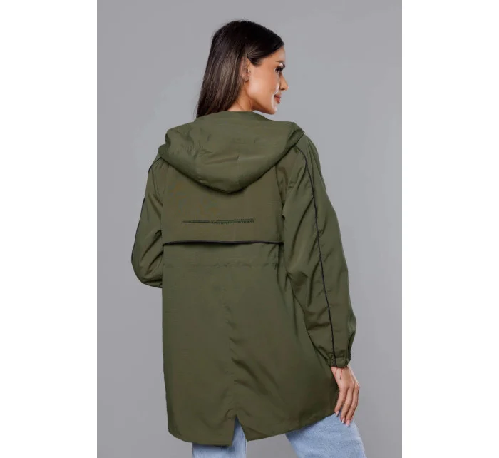 Tenká dámska bunda v khaki farbe s podšívkou (B8119-11) Tenká dámska bunda v khaki farbe s podšívkou (B8119-11)