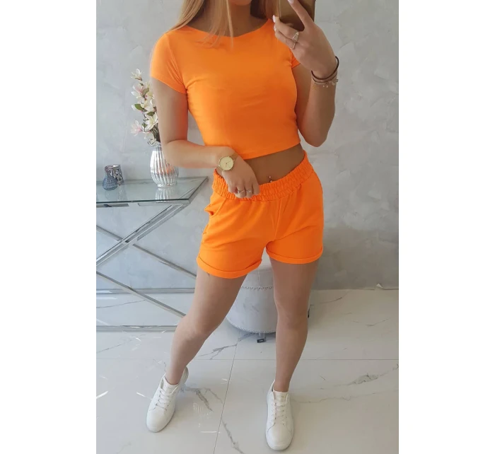 Bavlnená súprava so šortkami oranžová neónová Bavlnená súprava so šortkami oranžová neónová